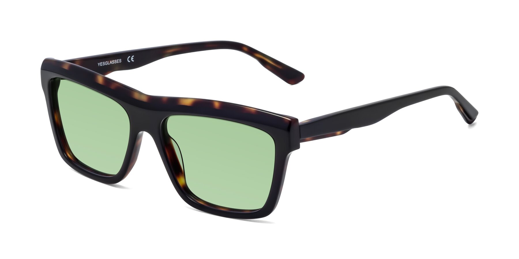 Angle of 1481 in Tortoise with Medium Green Tinted Lenses