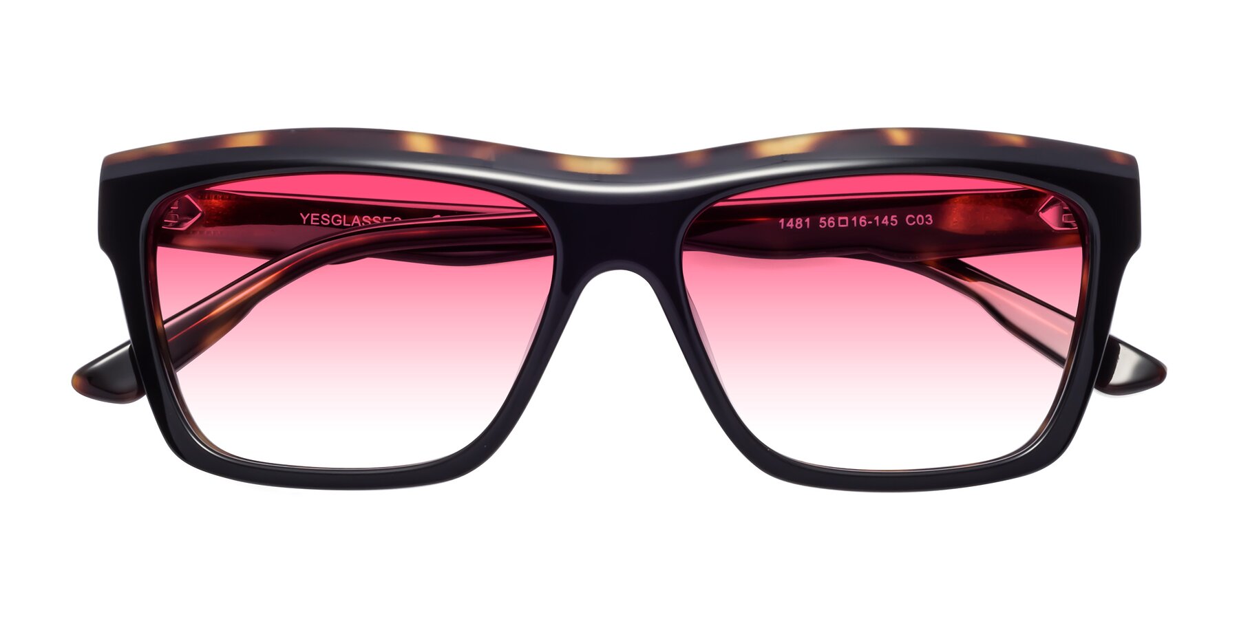 Folded Front of 1481 in Tortoise with Pink Gradient Lenses