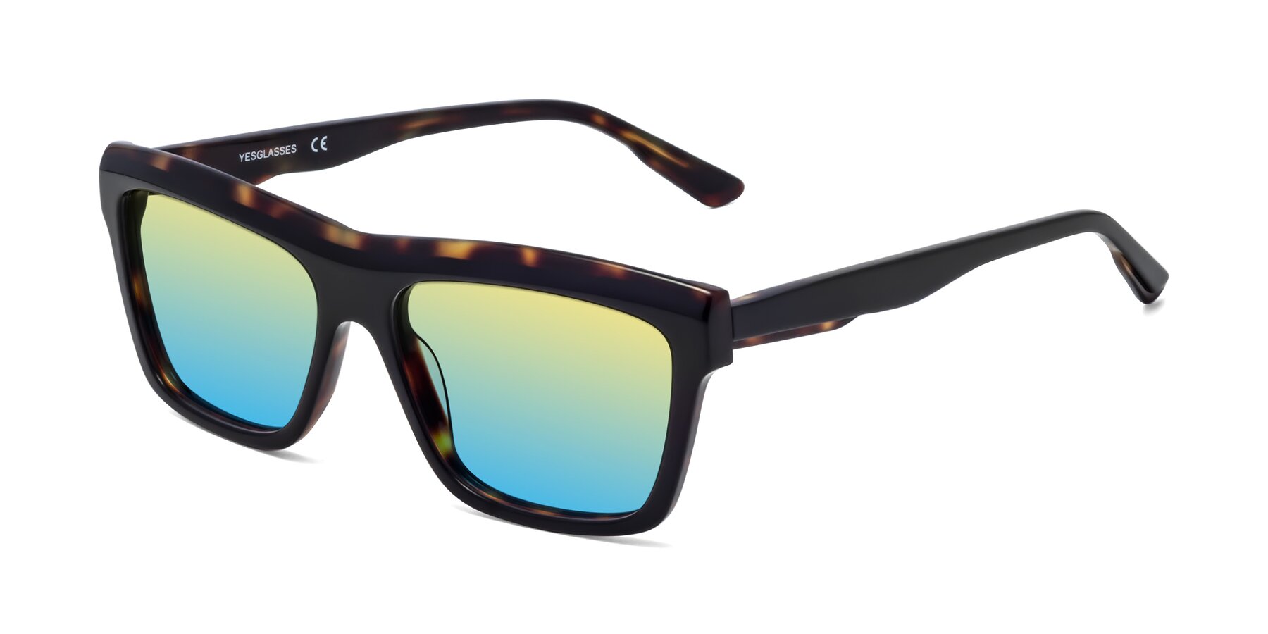 Angle of 1481 in Tortoise with Yellow / Blue Gradient Lenses