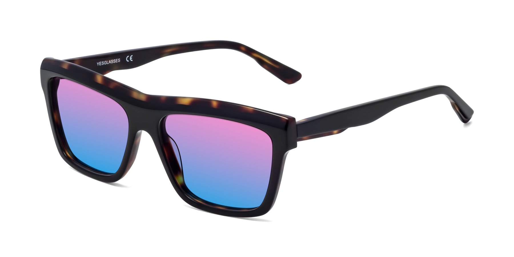 Angle of 1481 in Tortoise with Pink / Blue Gradient Lenses