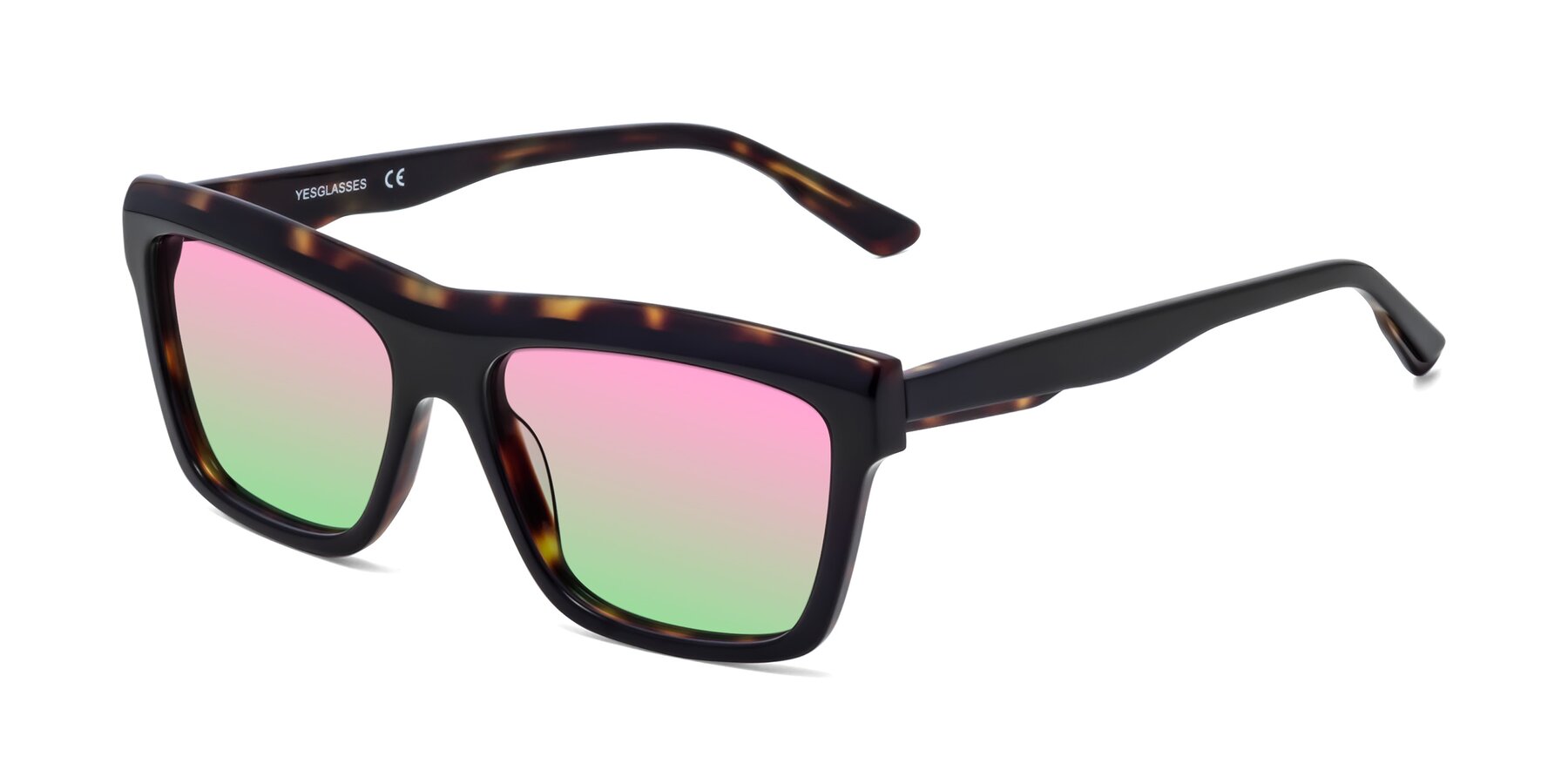 Angle of 1481 in Tortoise with Pink / Green Gradient Lenses