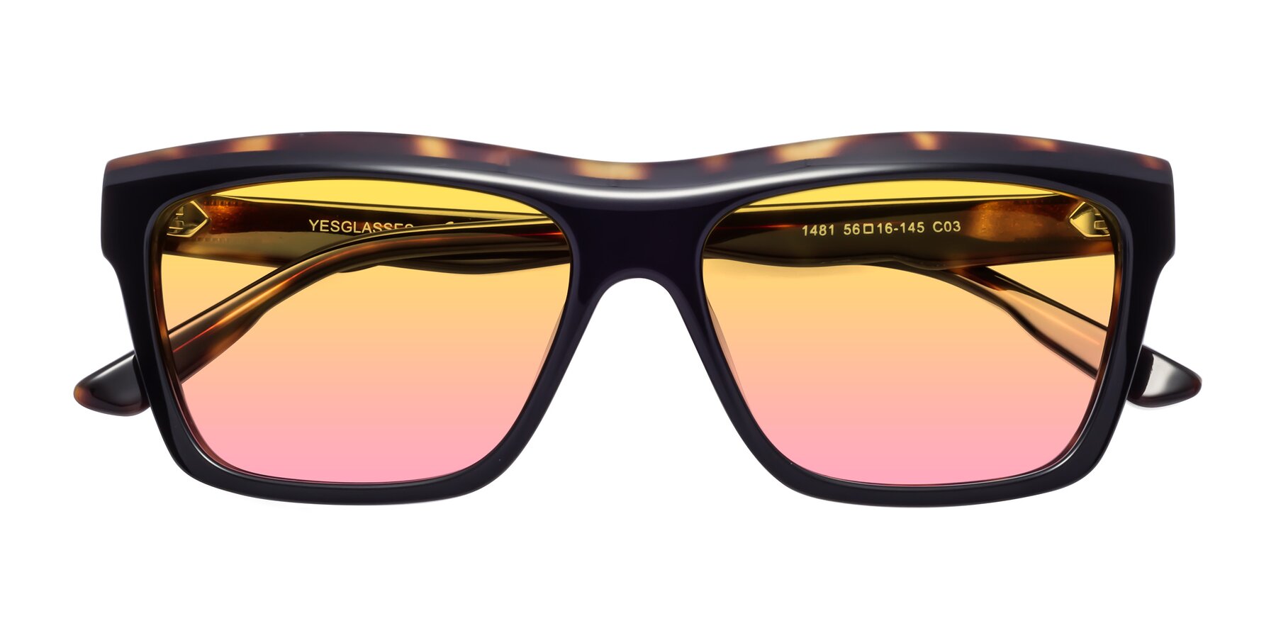 Folded Front of 1481 in Tortoise with Yellow / Pink Gradient Lenses