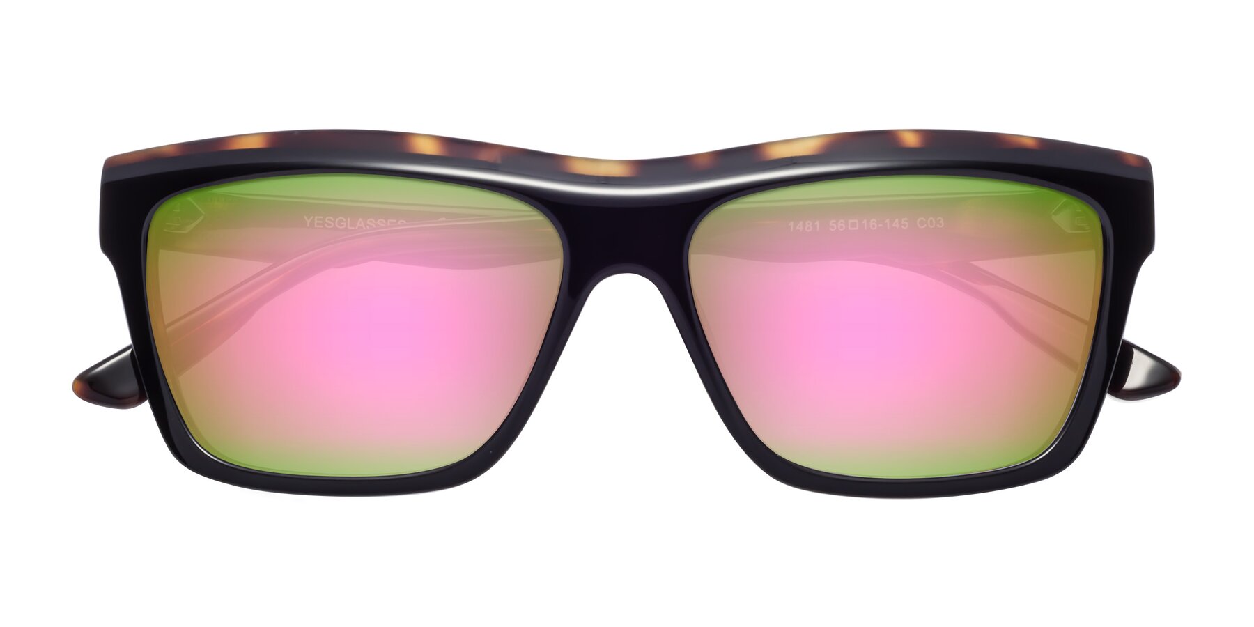 Folded Front of 1481 in Tortoise with Pink Mirrored Lenses