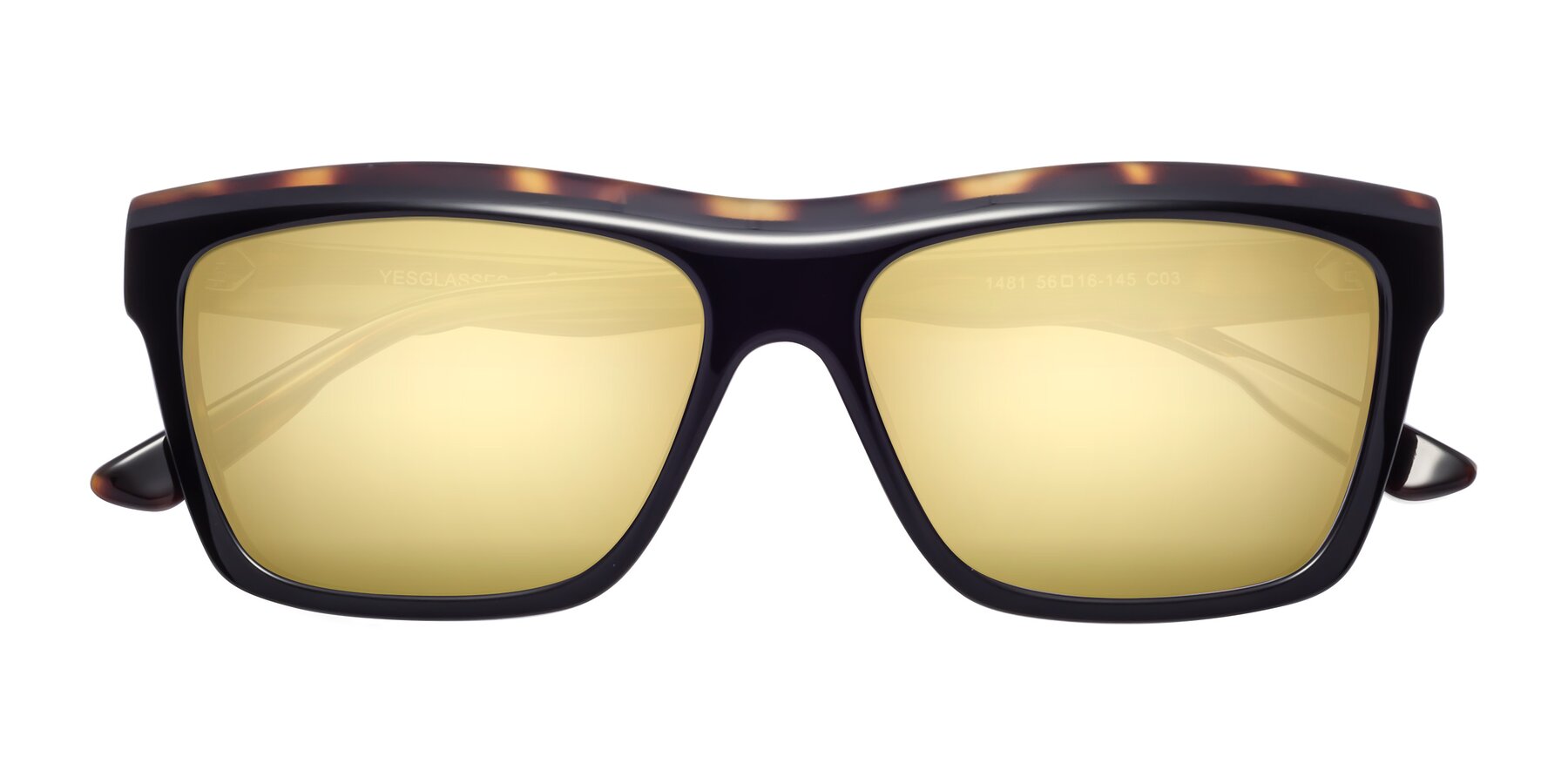 Folded Front of 1481 in Tortoise with Gold Mirrored Lenses