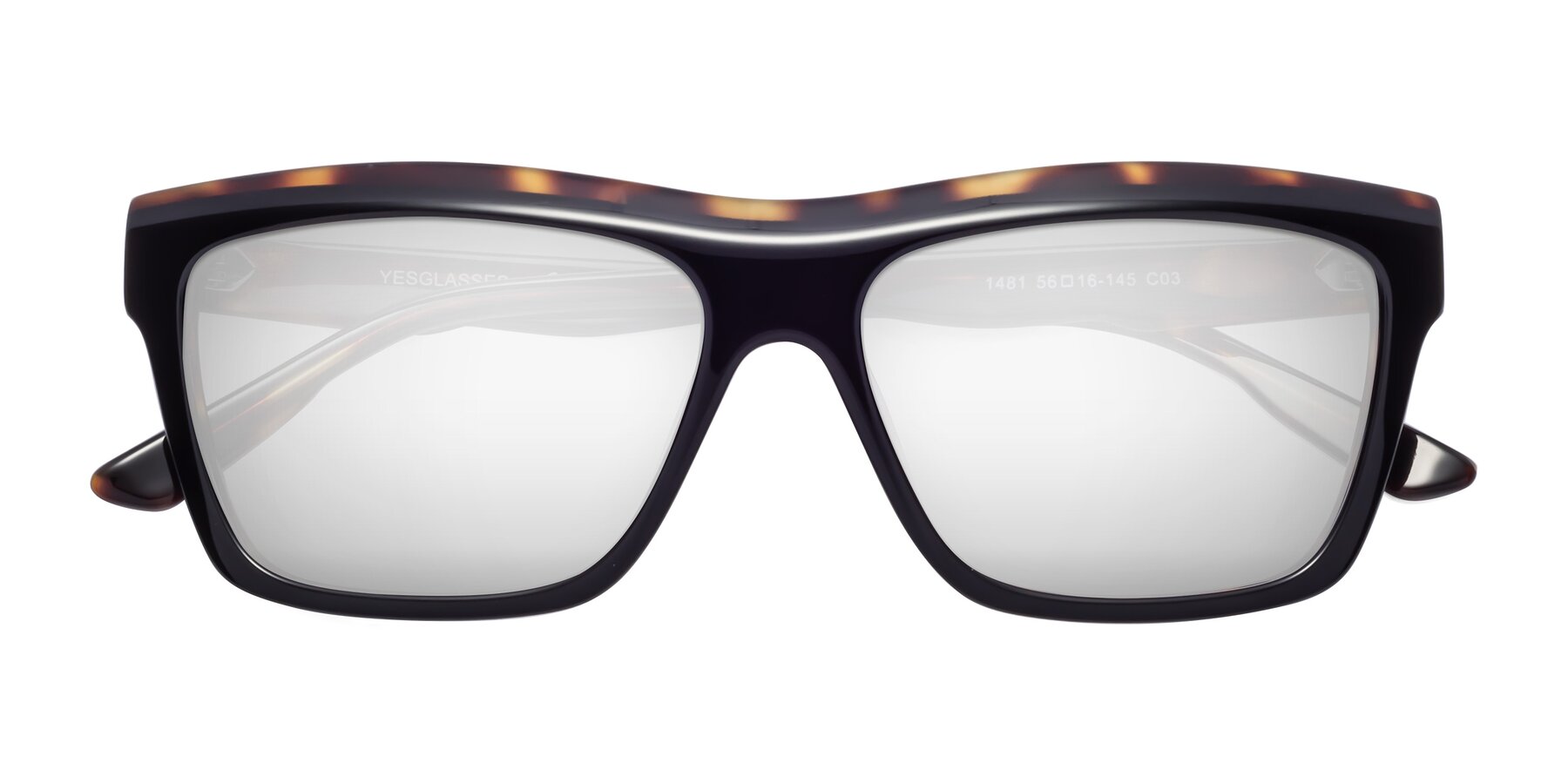 Folded Front of 1481 in Tortoise with Silver Mirrored Lenses