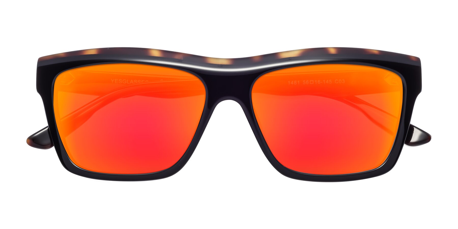 Folded Front of 1481 in Tortoise with Red Gold Mirrored Lenses