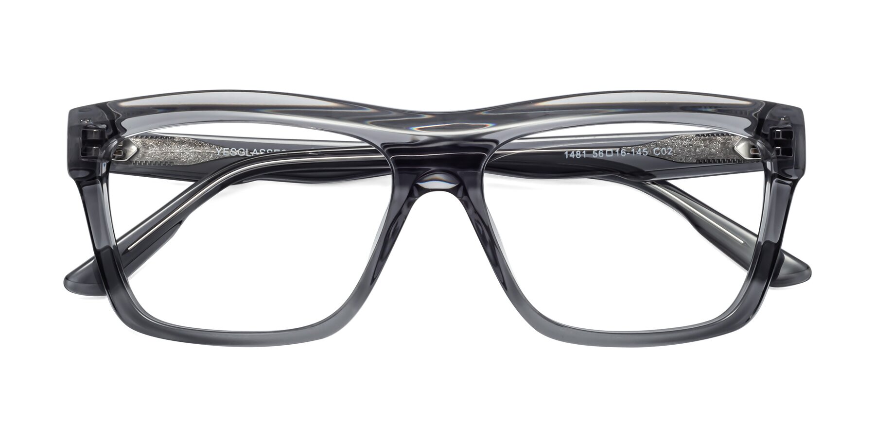 Folded Front of 1481 in Stripe Gray with Clear Blue Light Blocking Lenses