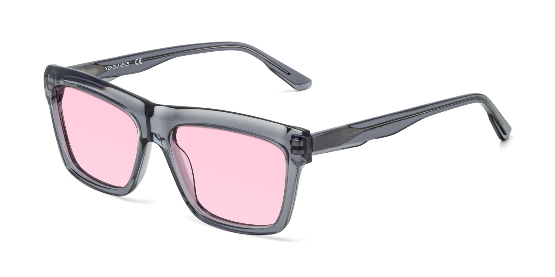 Angle of 1481 in Stripe Gray with Light Pink Tinted Lenses