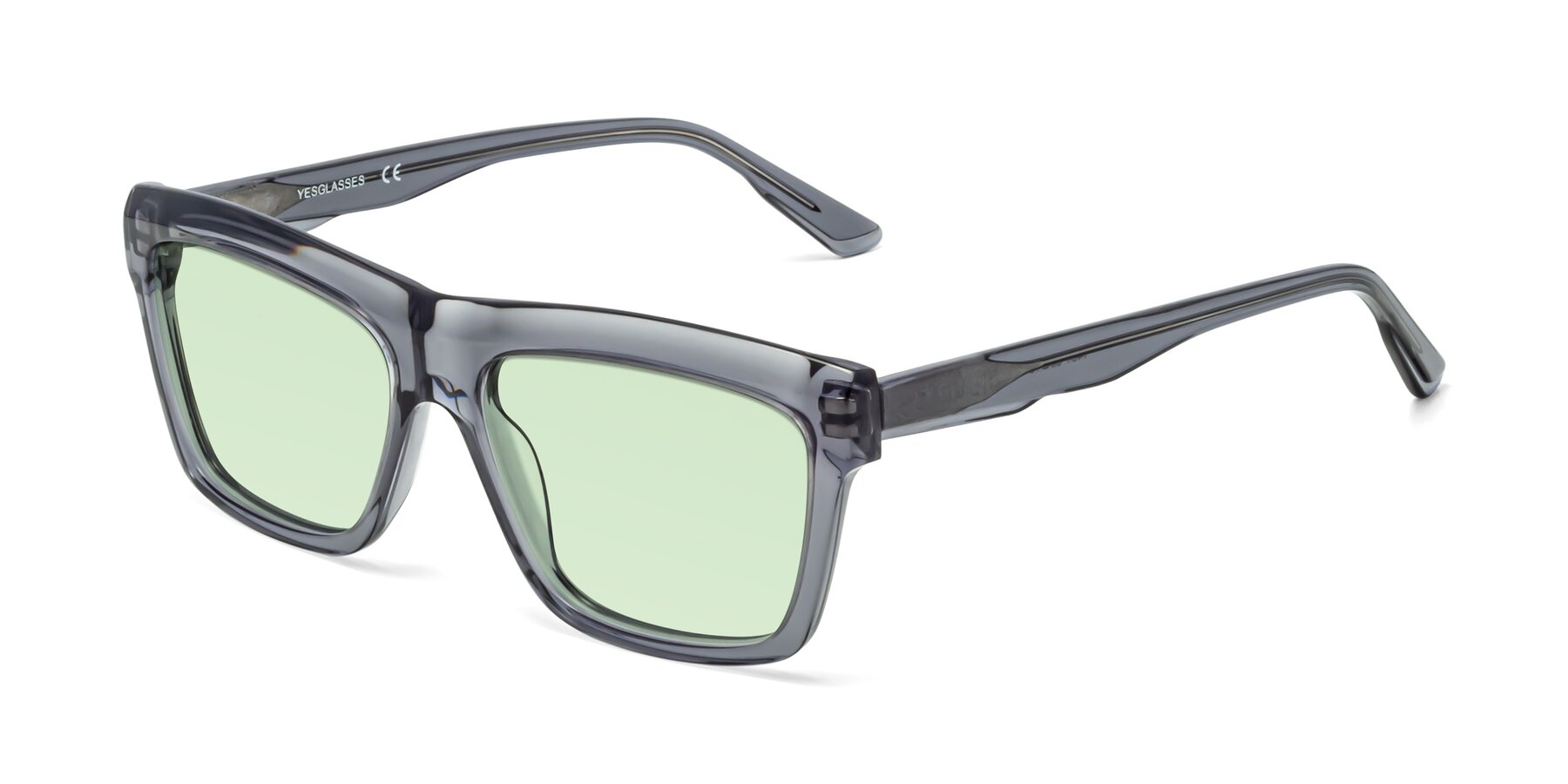 Angle of 1481 in Stripe Gray with Light Green Tinted Lenses