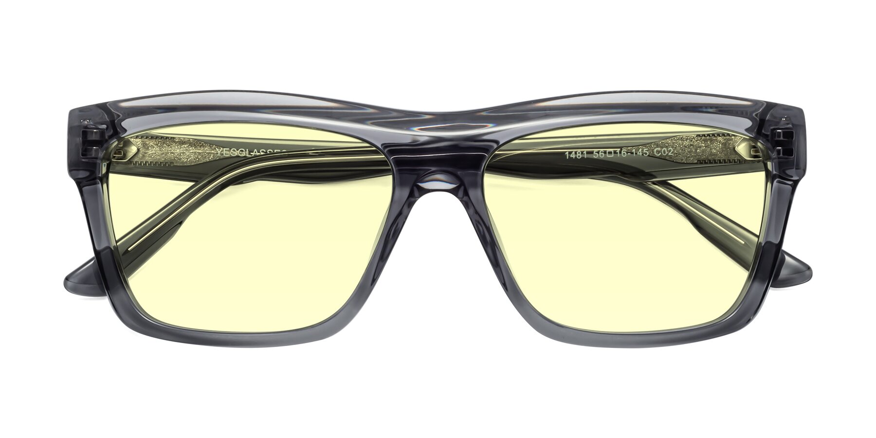 Folded Front of 1481 in Stripe Gray with Light Yellow Tinted Lenses
