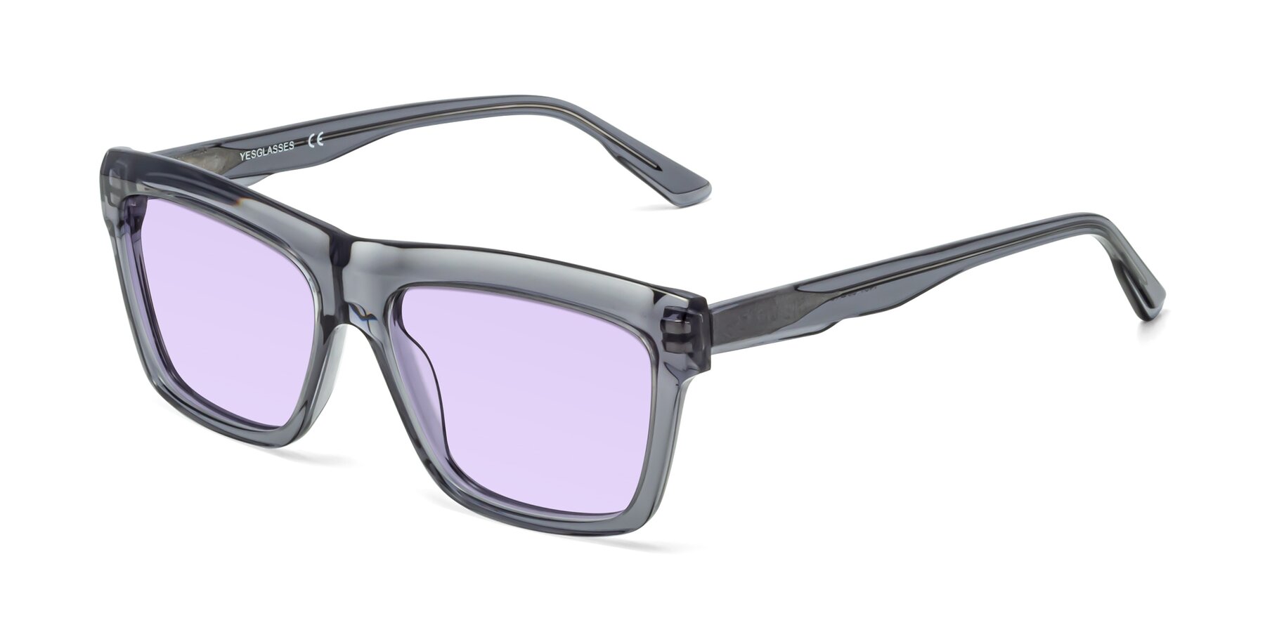 Angle of 1481 in Stripe Gray with Light Purple Tinted Lenses
