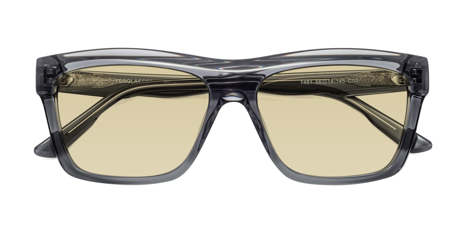 Folded Front of 1481 in Stripe Gray with Light Champagne Tinted Lenses