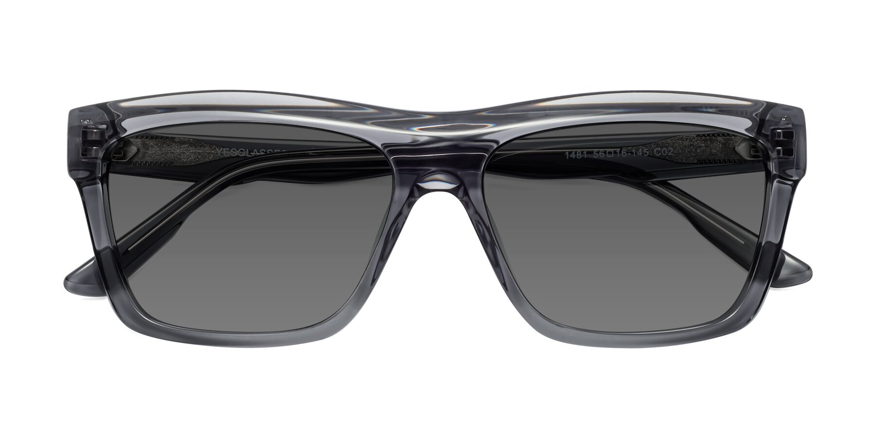 Folded Front of 1481 in Stripe Gray with Medium Gray Tinted Lenses