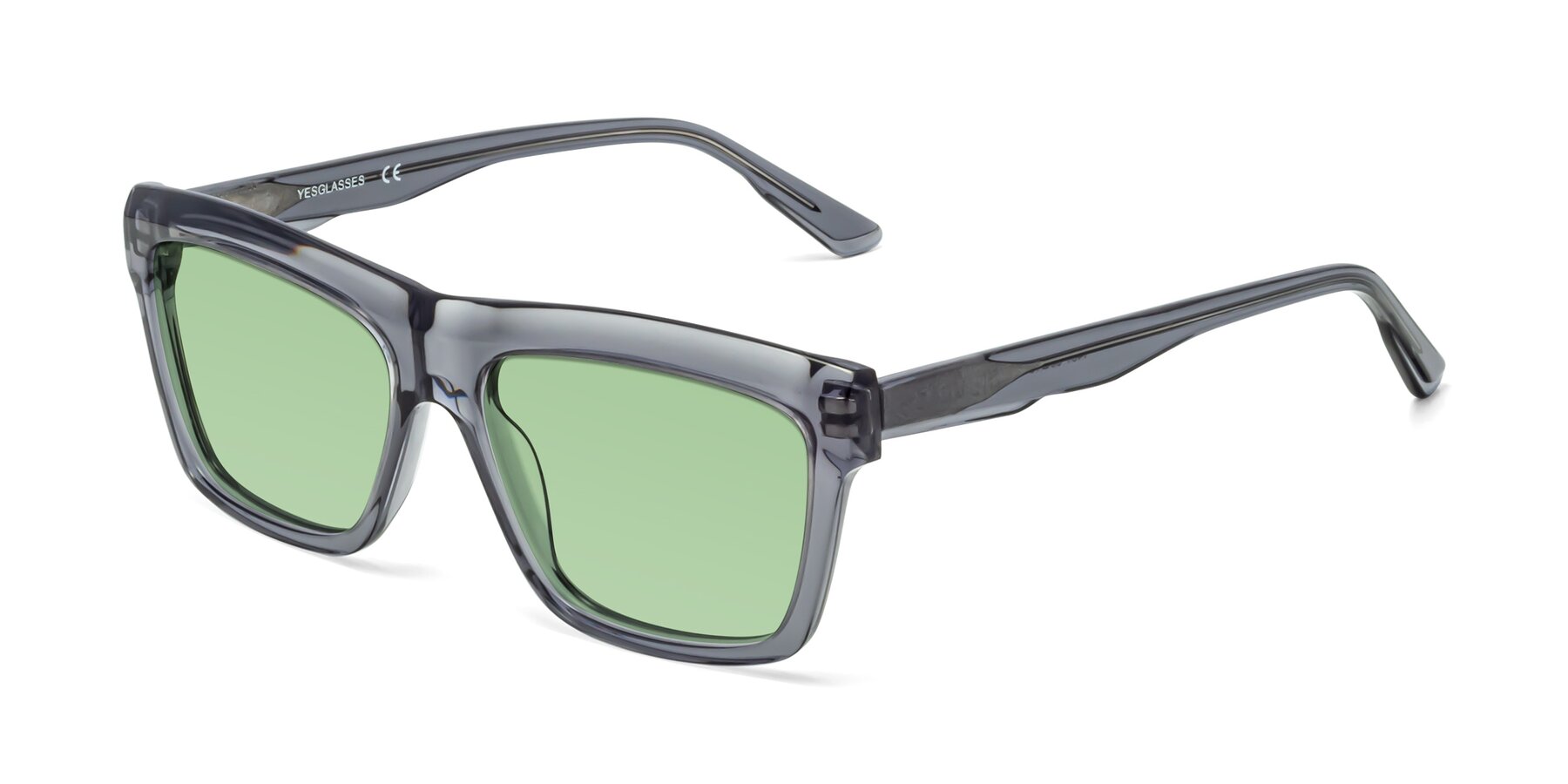 Angle of 1481 in Stripe Gray with Medium Green Tinted Lenses