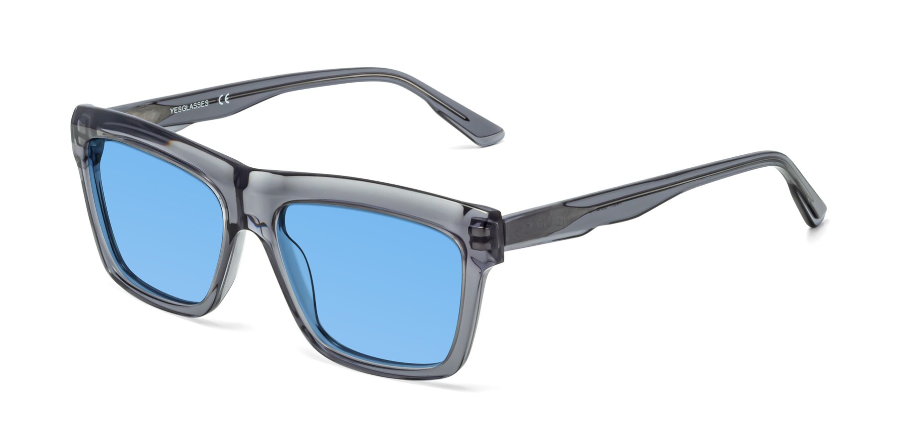 Angle of 1481 in Stripe Gray with Medium Blue Tinted Lenses