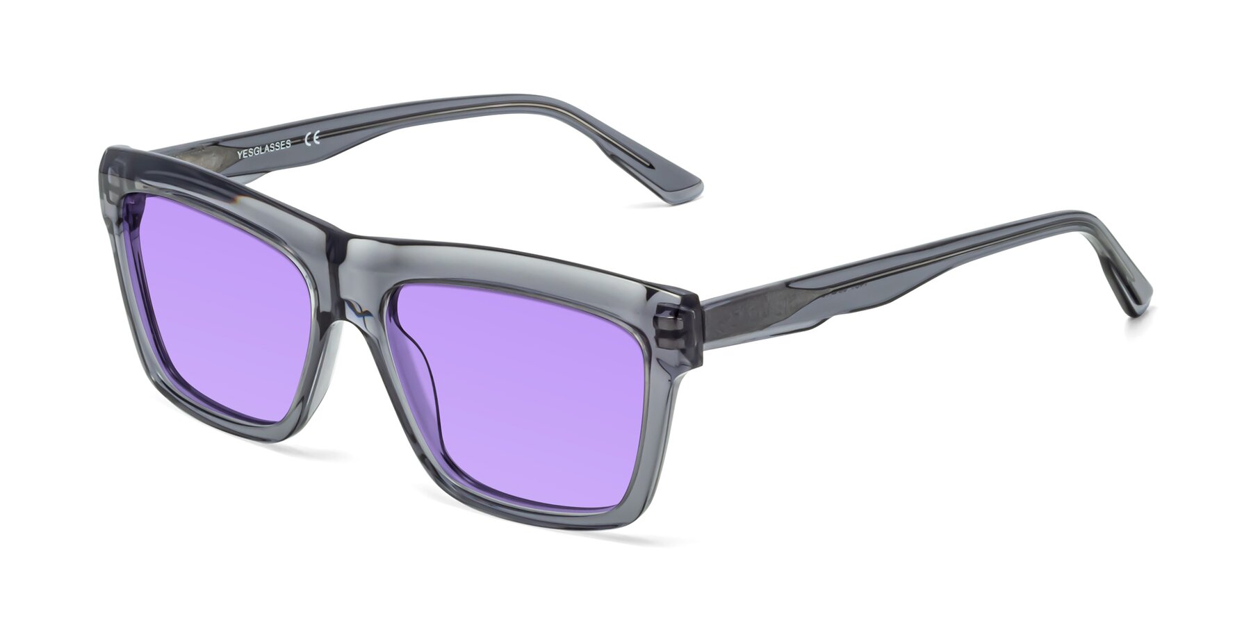 Angle of 1481 in Stripe Gray with Medium Purple Tinted Lenses