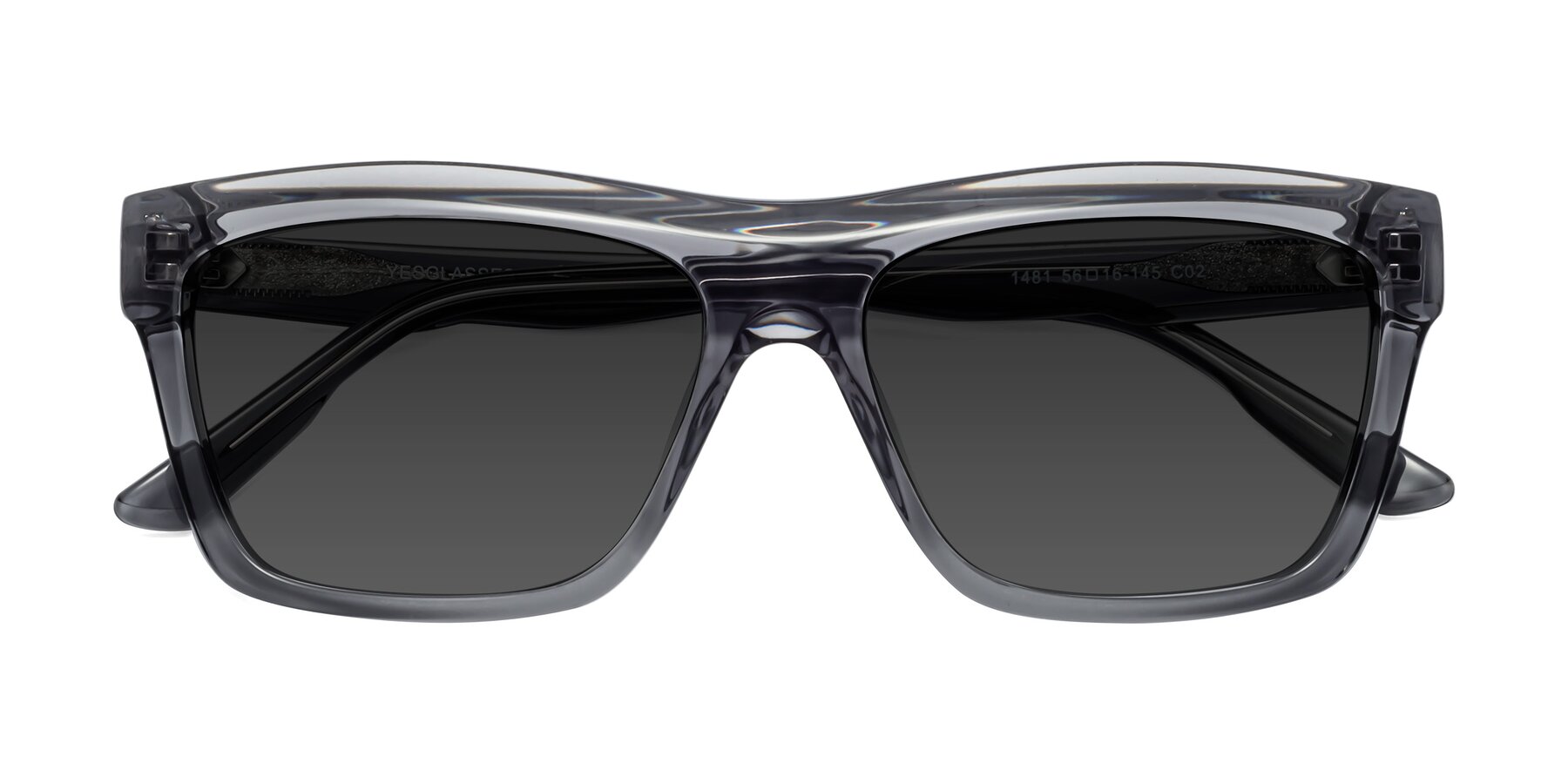 Folded Front of 1481 in Stripe Gray with Gray Tinted Lenses