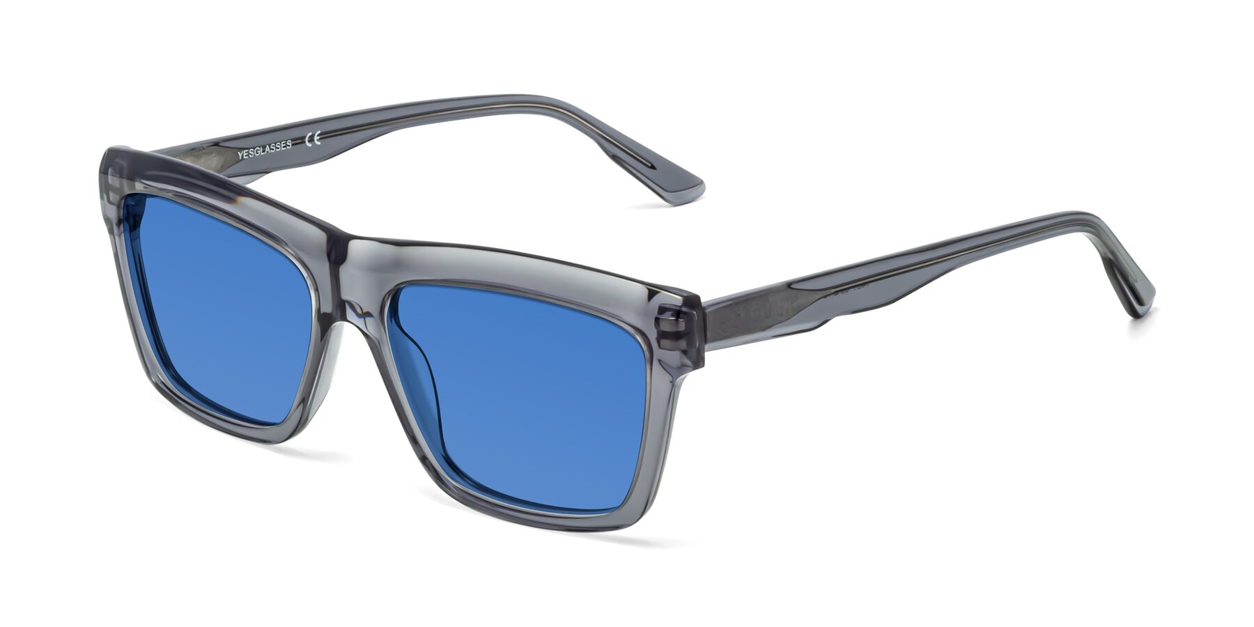 Angle of 1481 in Stripe Gray with Blue Tinted Lenses