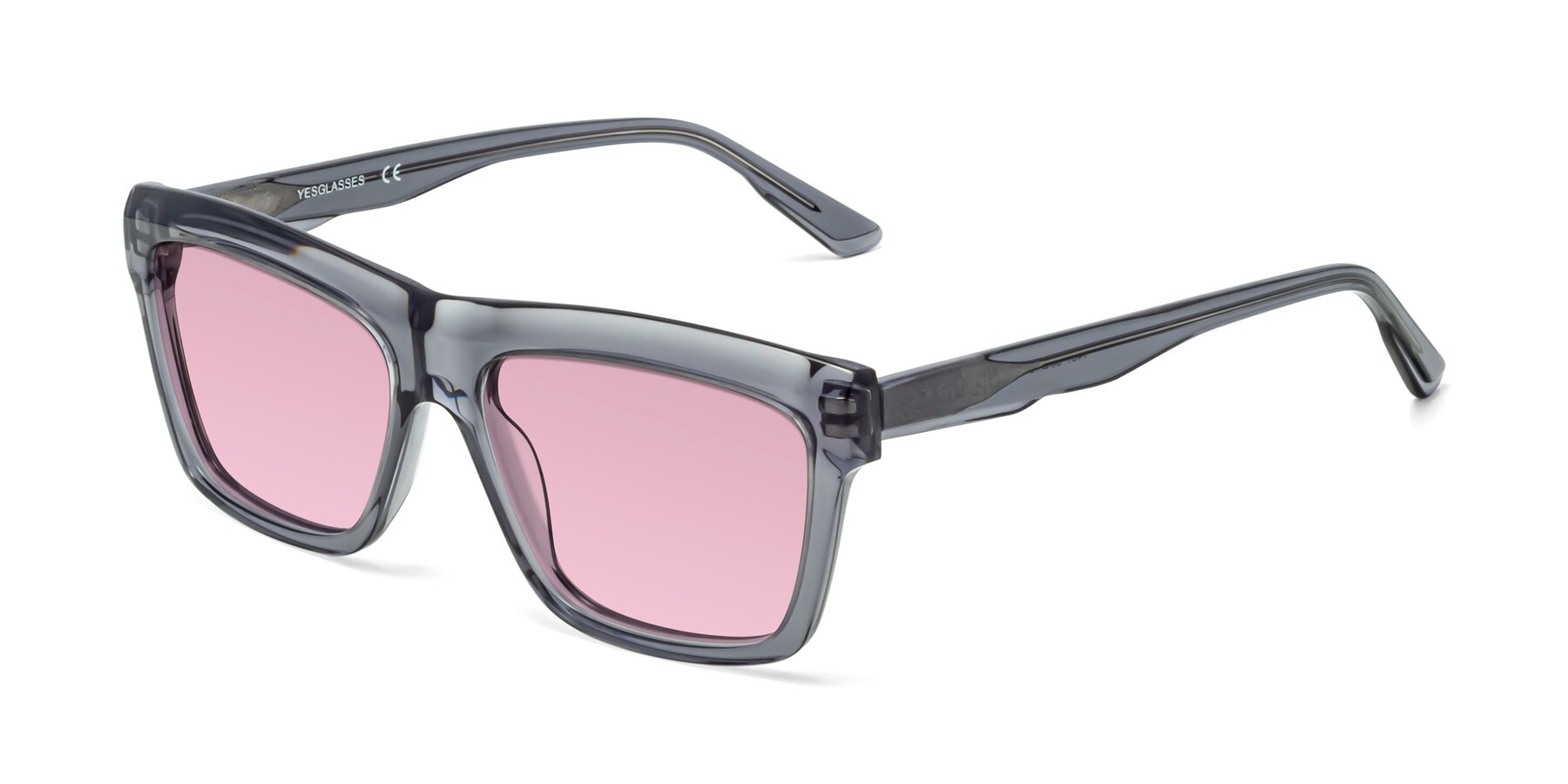 Angle of 1481 in Stripe Gray with Light Wine Tinted Lenses