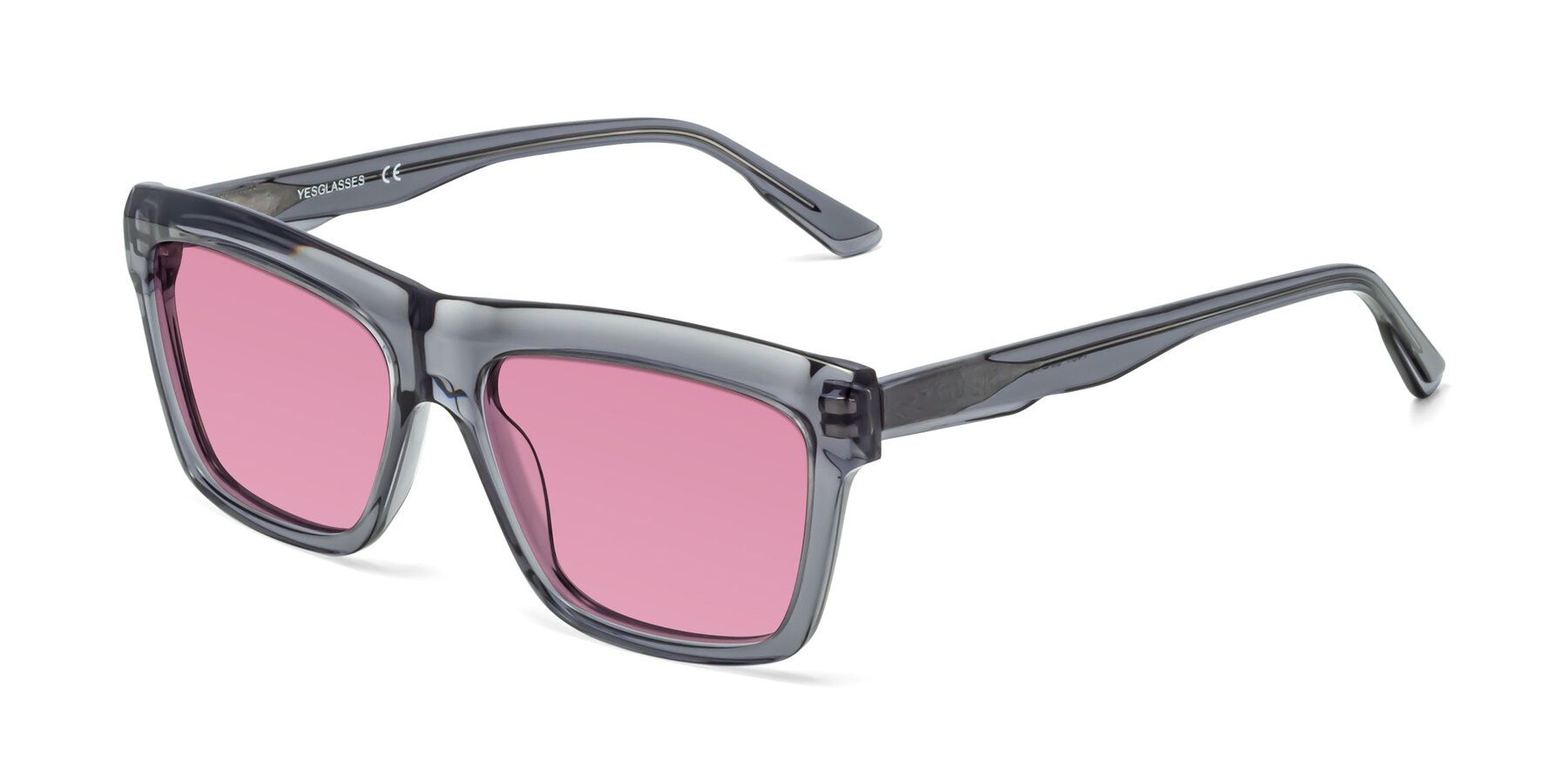 Angle of 1481 in Stripe Gray with Medium Wine Tinted Lenses