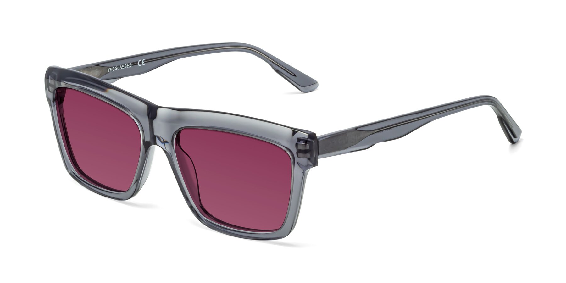 Angle of 1481 in Stripe Gray with Wine Tinted Lenses