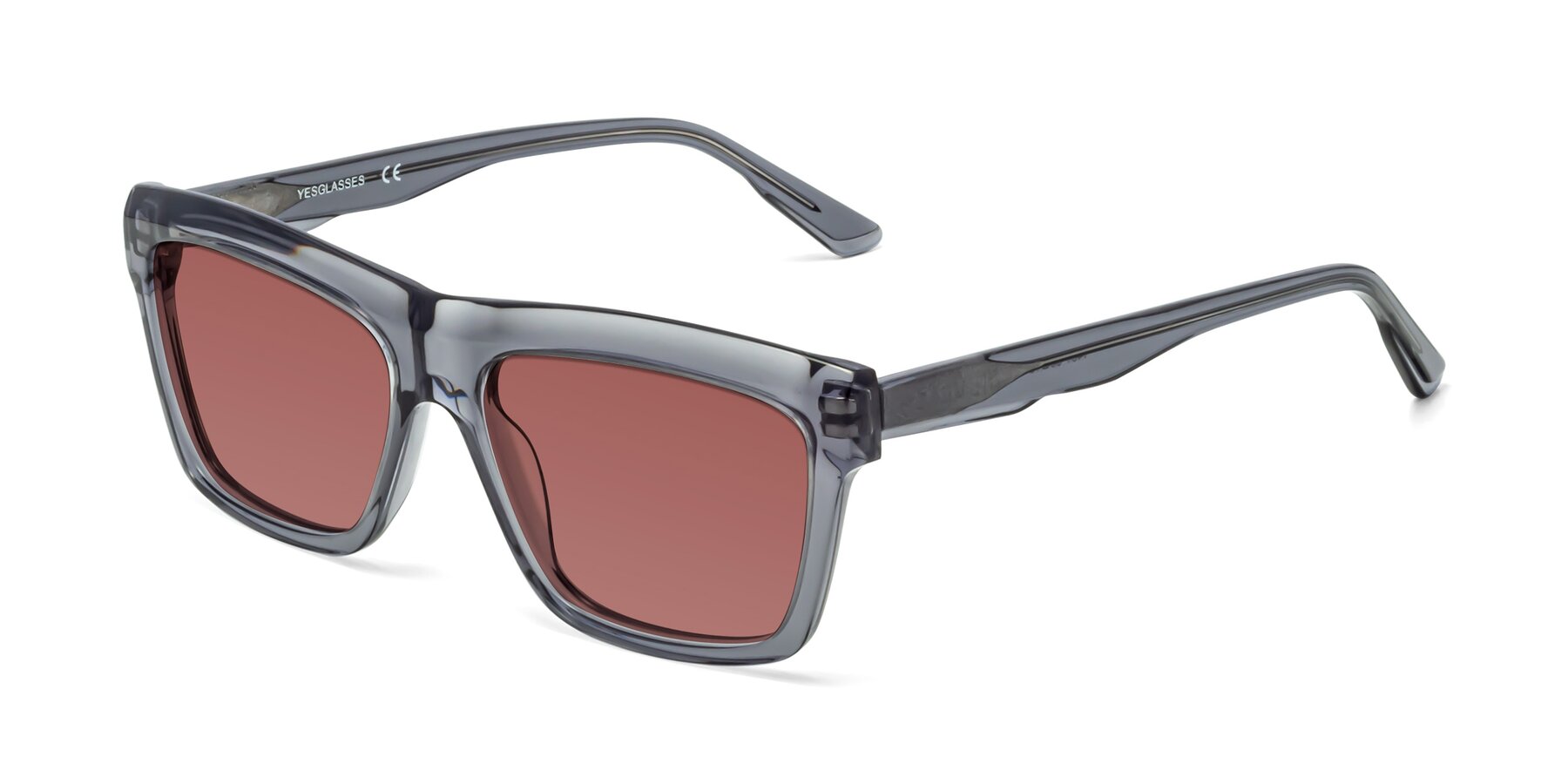 Angle of 1481 in Stripe Gray with Garnet Tinted Lenses