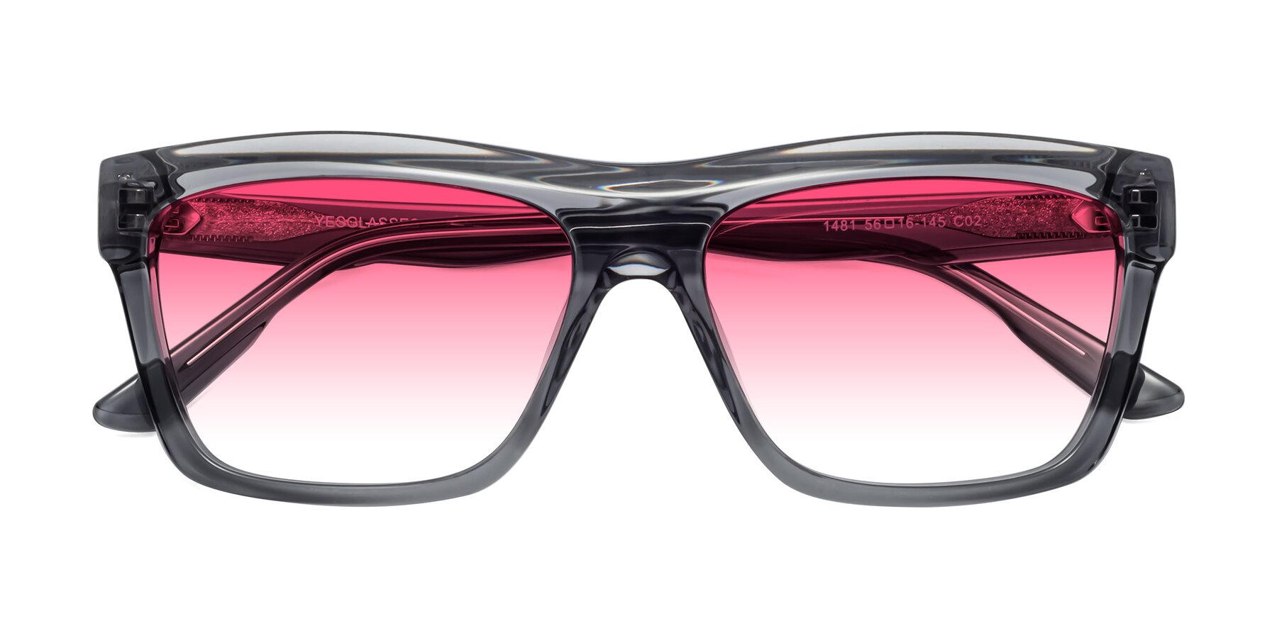 Folded Front of 1481 in Stripe Gray with Pink Gradient Lenses