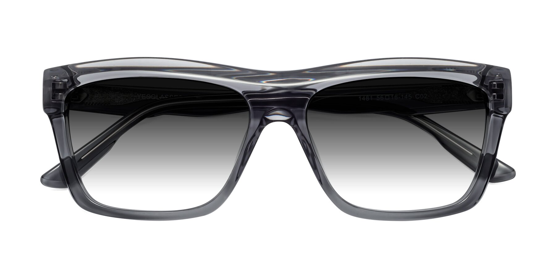 Folded Front of 1481 in Stripe Gray with Gray Gradient Lenses