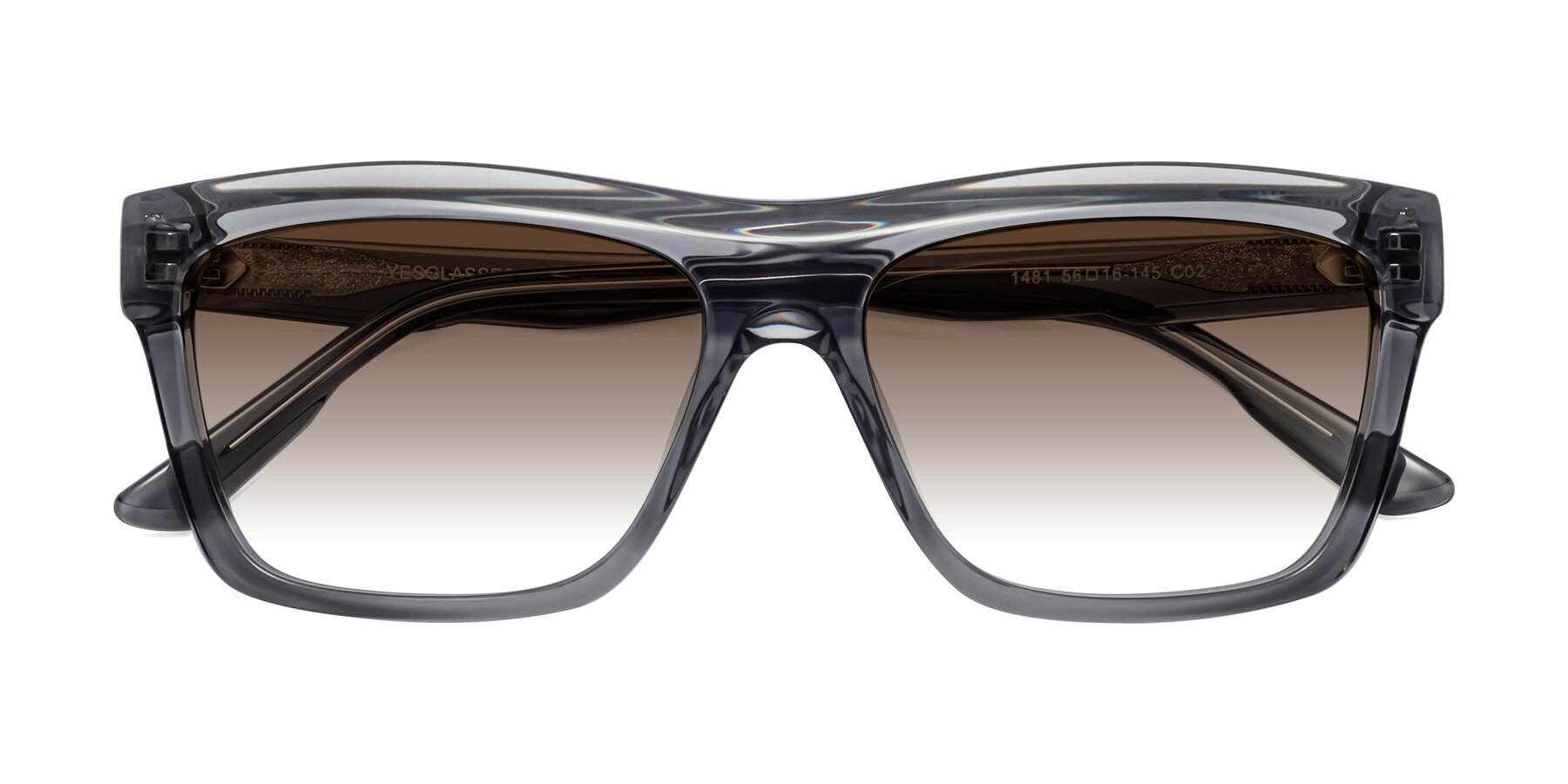 Folded Front of 1481 in Stripe Gray with Brown Gradient Lenses