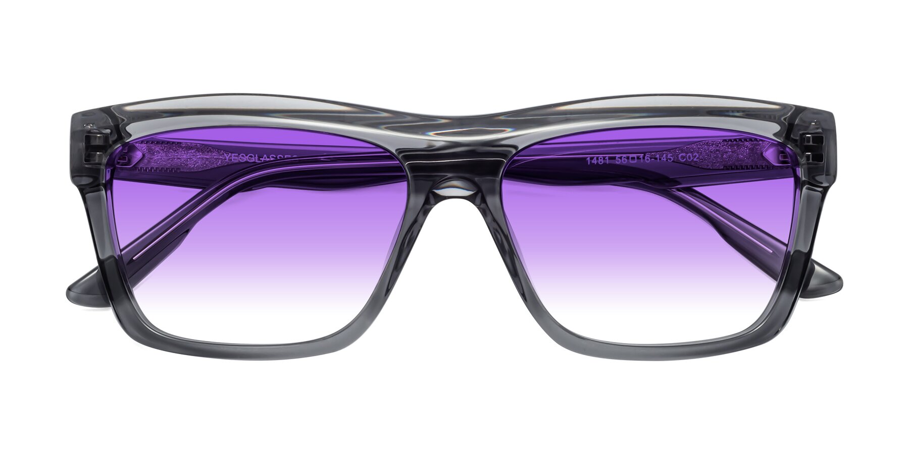 Folded Front of 1481 in Stripe Gray with Purple Gradient Lenses