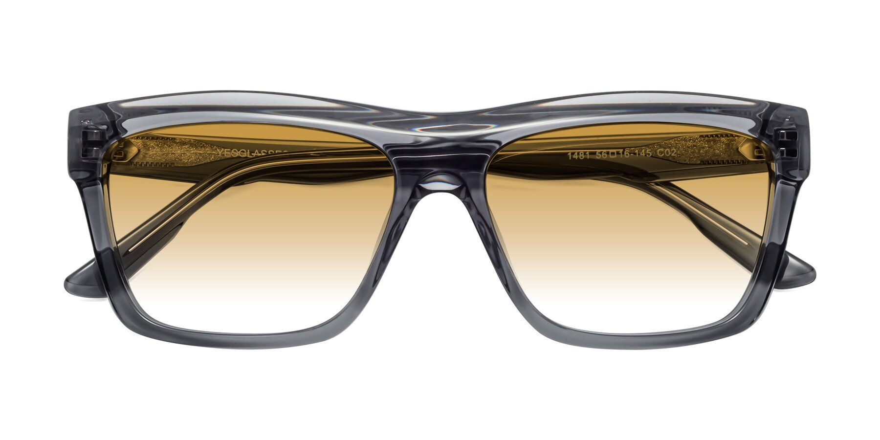 Folded Front of 1481 in Stripe Gray with Champagne Gradient Lenses