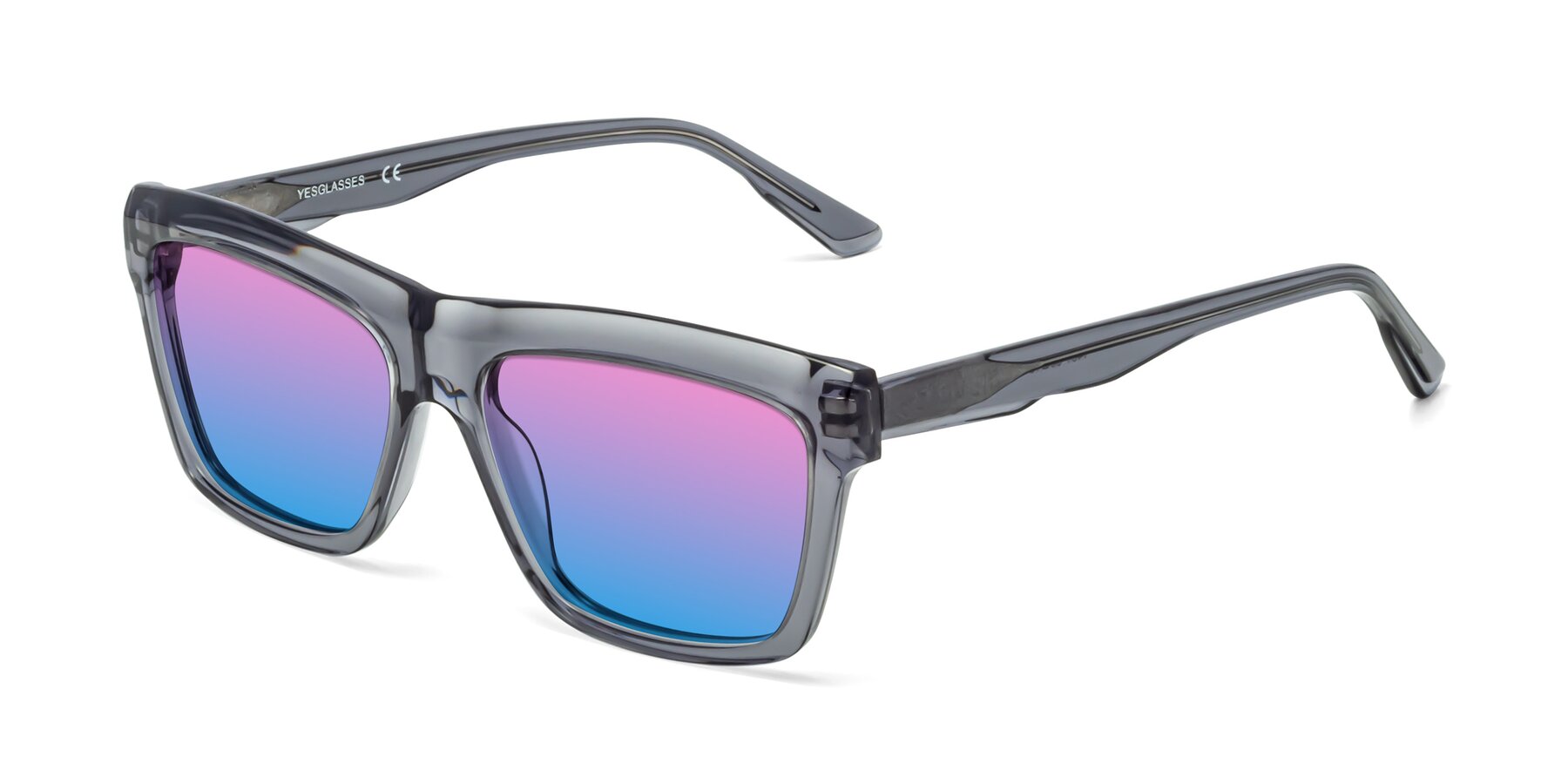 Angle of 1481 in Stripe Gray with Pink / Blue Gradient Lenses