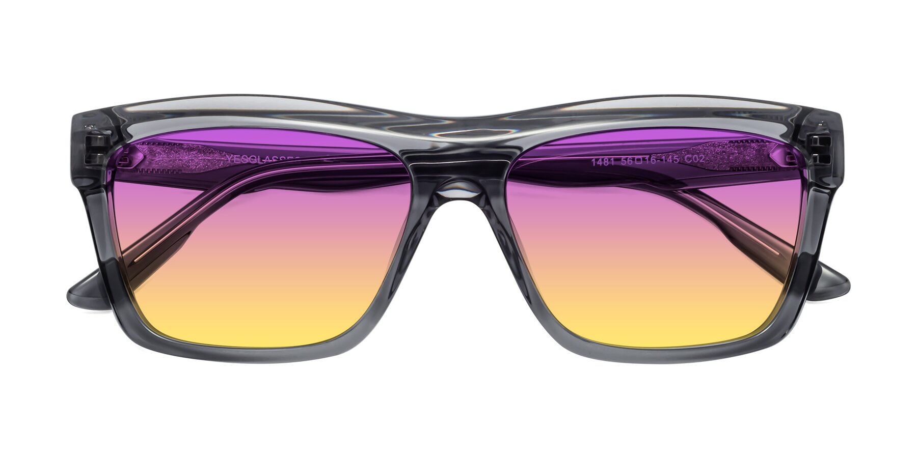 Folded Front of 1481 in Stripe Gray with Purple / Yellow Gradient Lenses