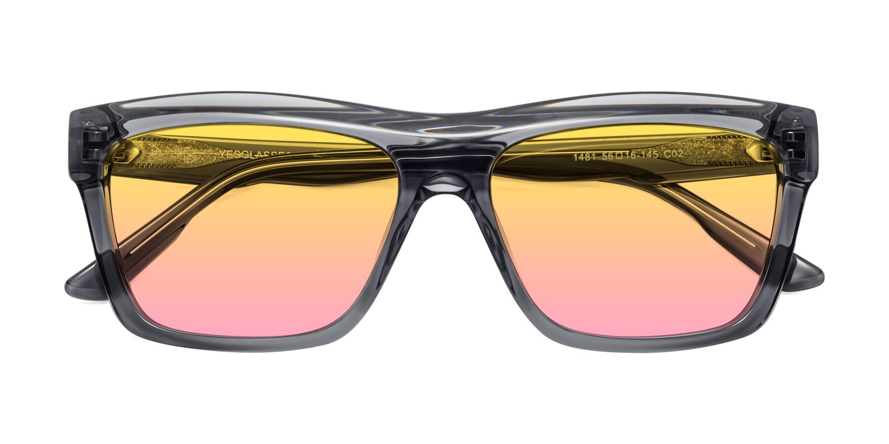Folded Front of 1481 in Stripe Gray with Yellow / Pink Gradient Lenses