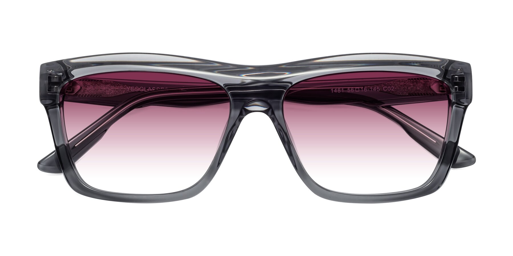 Folded Front of 1481 in Stripe Gray with Wine Gradient Lenses