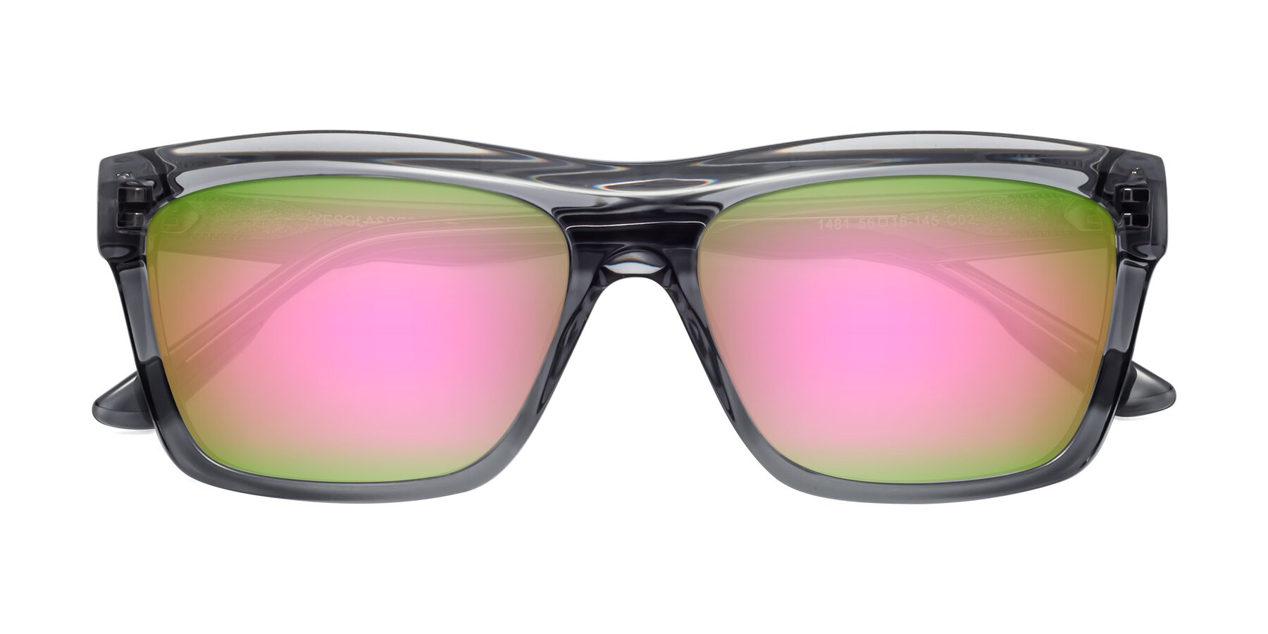 Folded Front of 1481 in Stripe Gray with Pink Mirrored Lenses