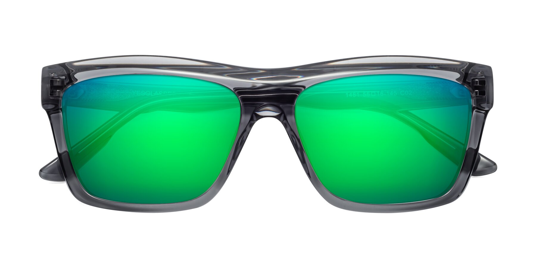 Folded Front of 1481 in Stripe Gray with Green Mirrored Lenses