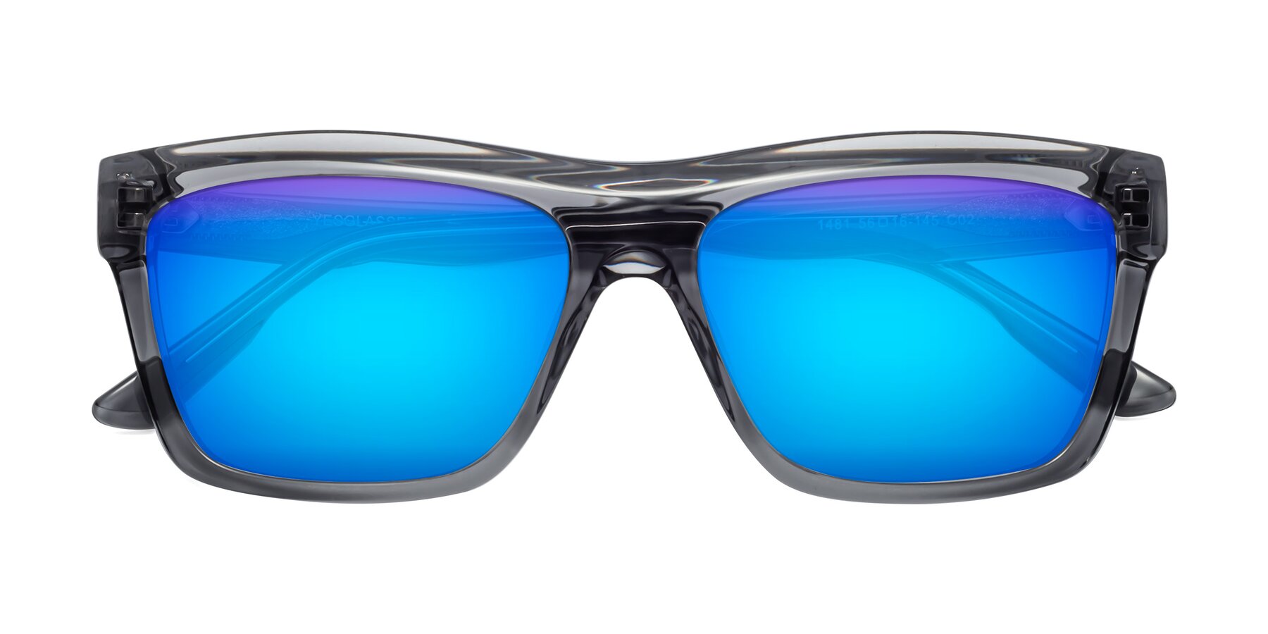 Folded Front of 1481 in Stripe Gray with Blue Mirrored Lenses