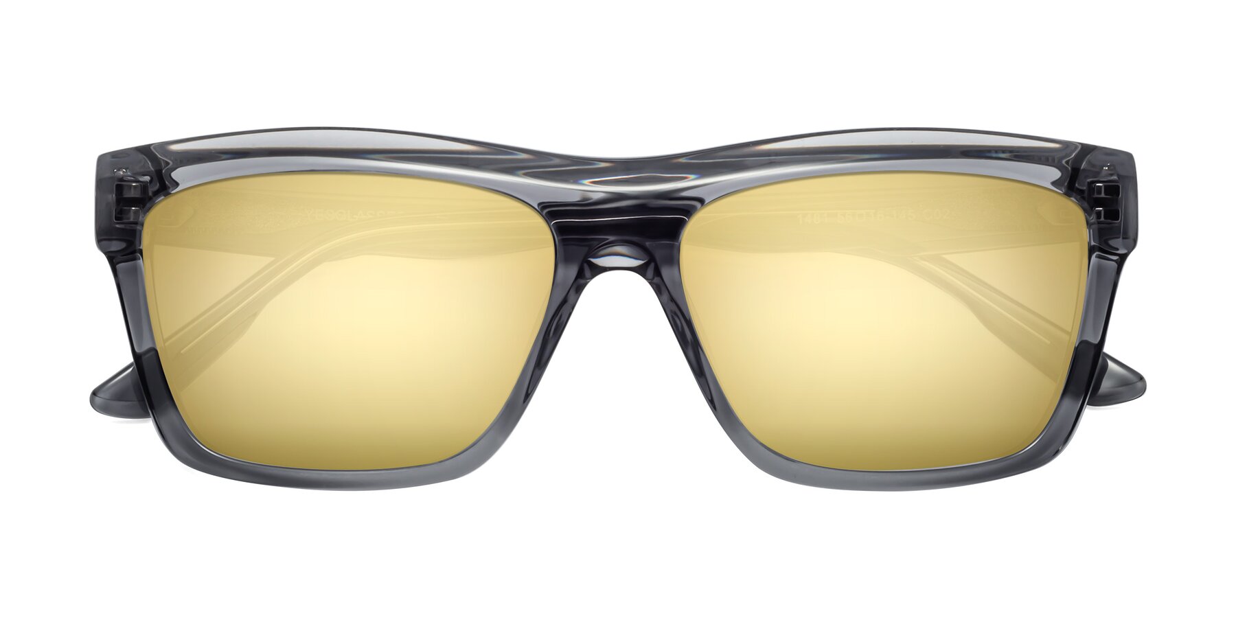Folded Front of 1481 in Stripe Gray with Gold Mirrored Lenses