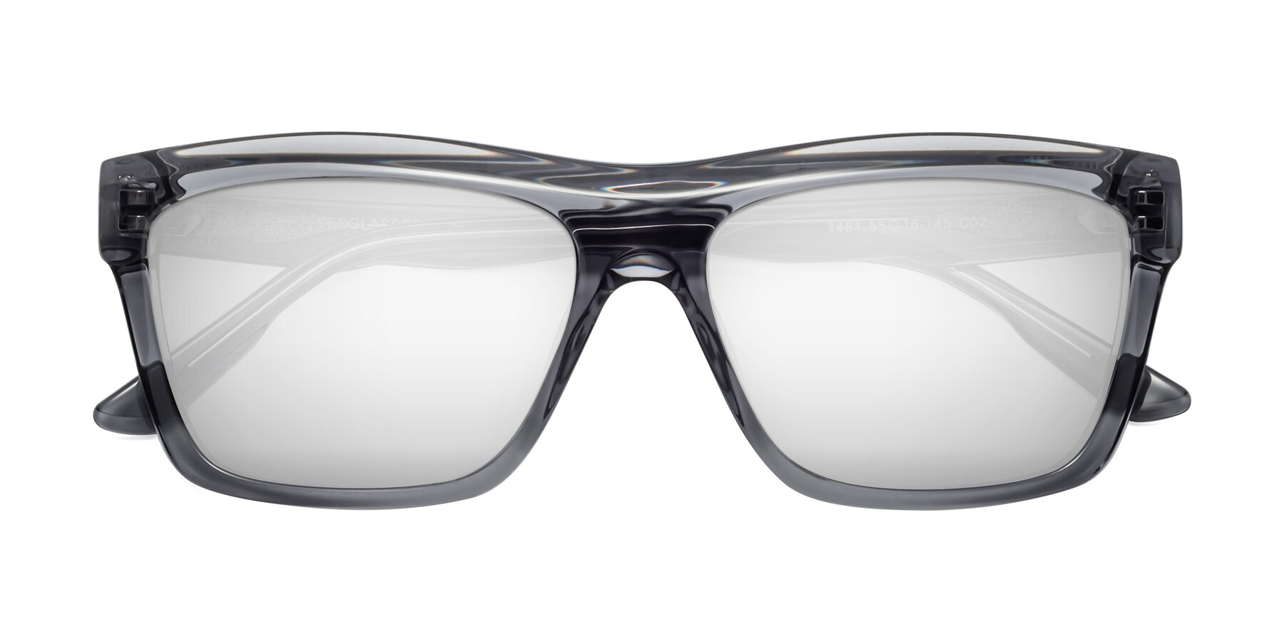 Folded Front of 1481 in Stripe Gray with Silver Mirrored Lenses