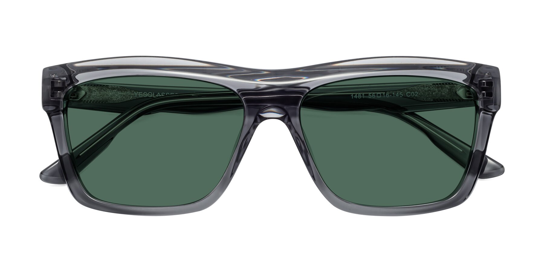 Folded Front of 1481 in Stripe Gray with Green Polarized Lenses