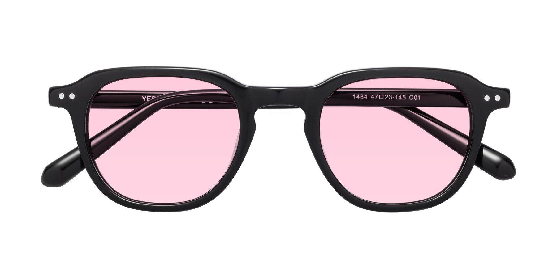 Folded Front of 1484 in Black with Light Pink Tinted Lenses