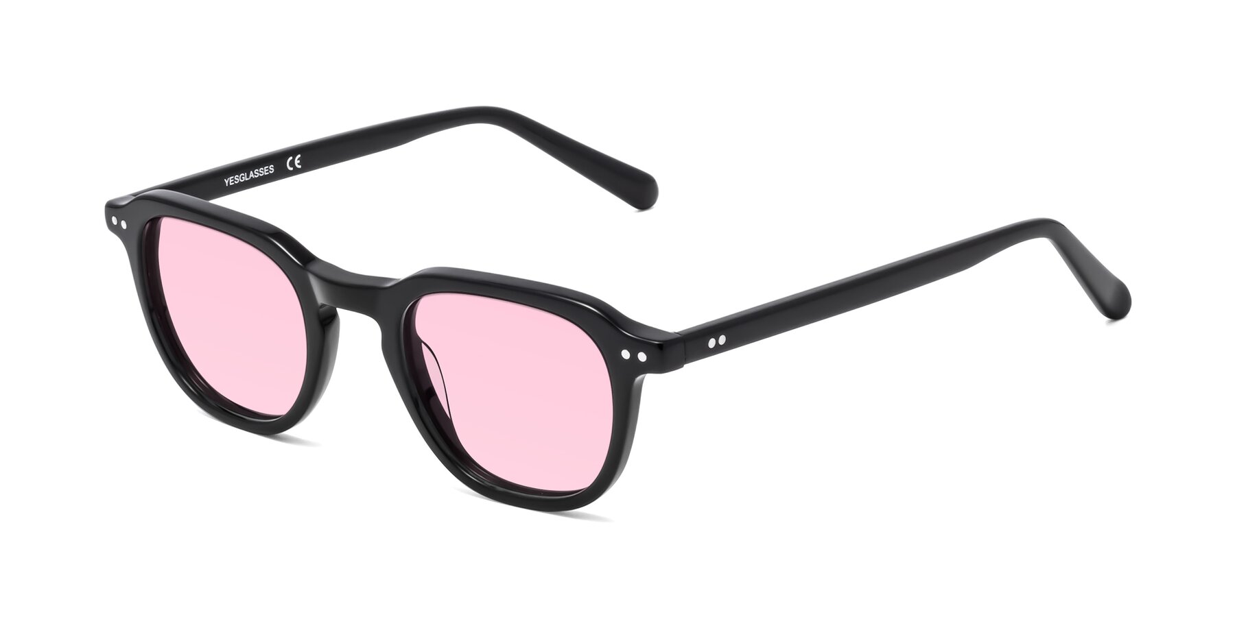Angle of 1484 in Black with Light Pink Tinted Lenses
