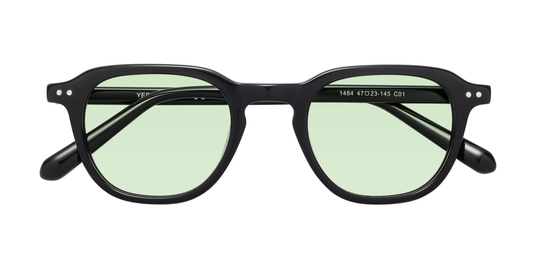 Folded Front of 1484 in Black with Light Green Tinted Lenses