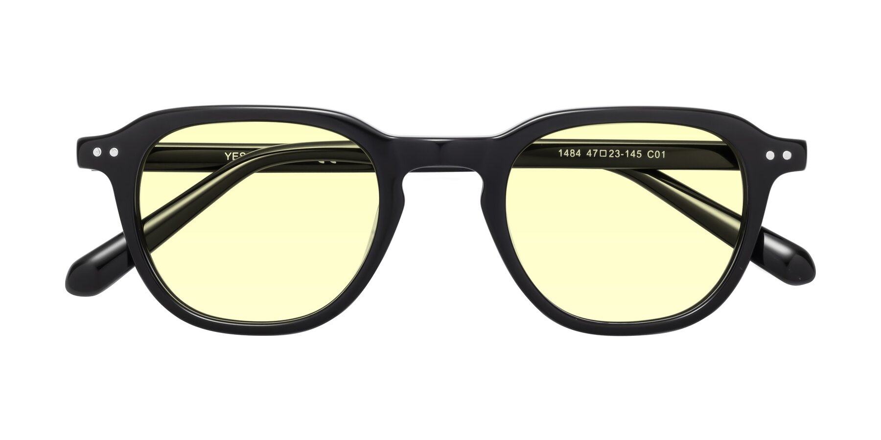 Folded Front of 1484 in Black with Light Yellow Tinted Lenses