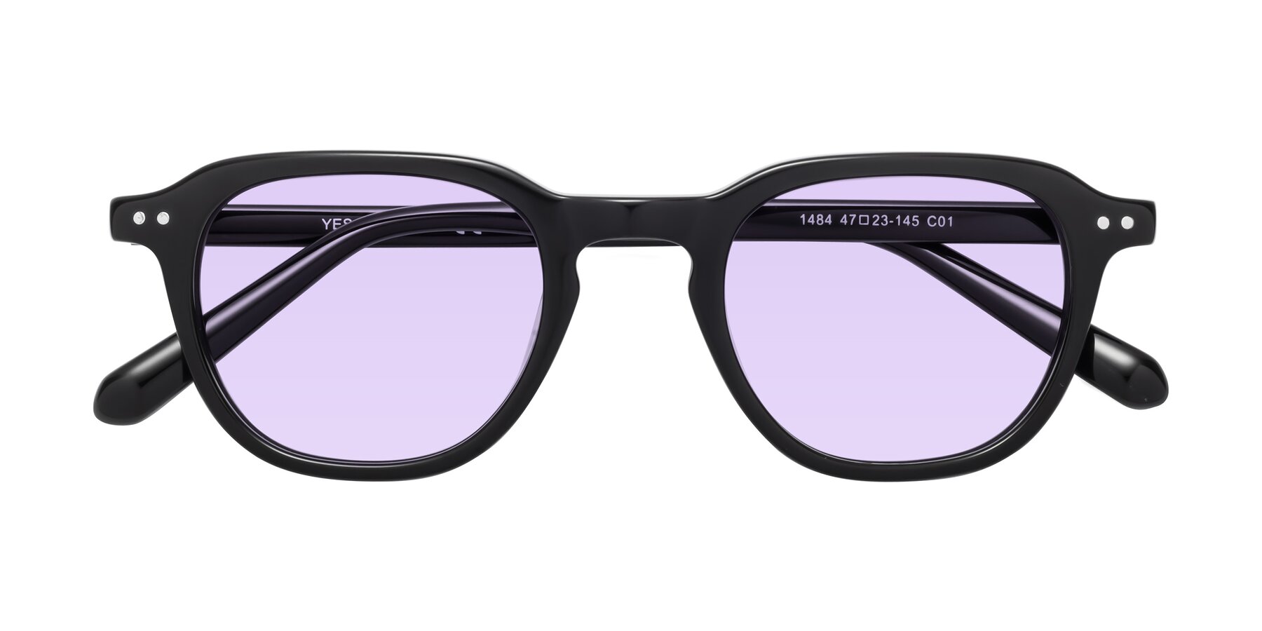 Folded Front of 1484 in Black with Light Purple Tinted Lenses