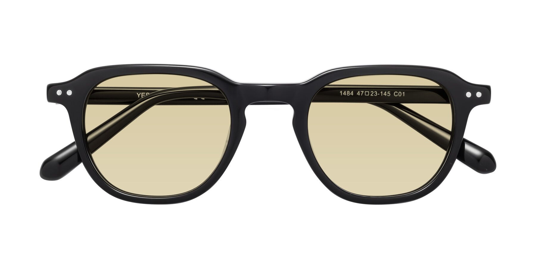 Folded Front of 1484 in Black with Light Champagne Tinted Lenses