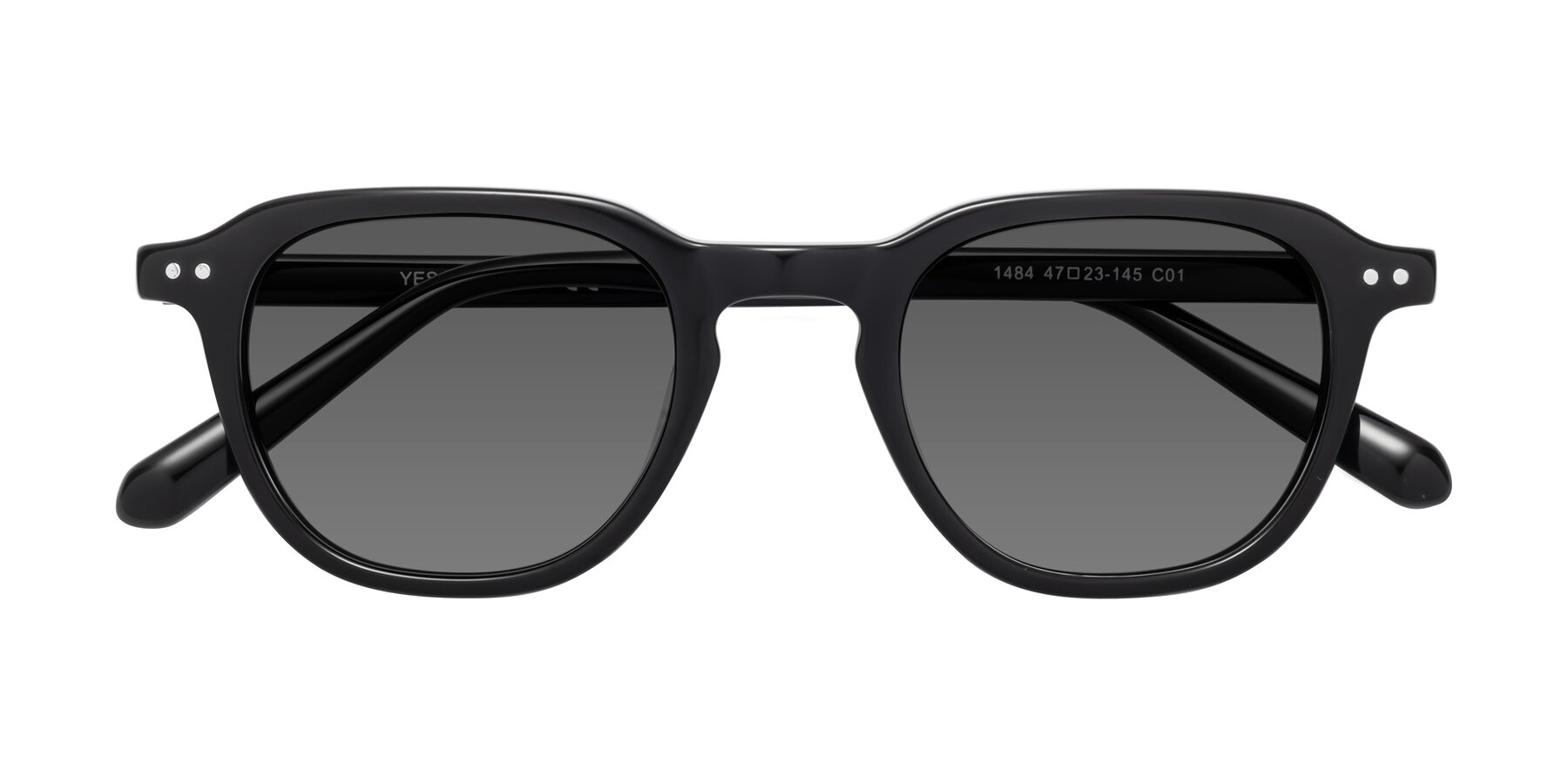 Folded Front of 1484 in Black with Medium Gray Tinted Lenses