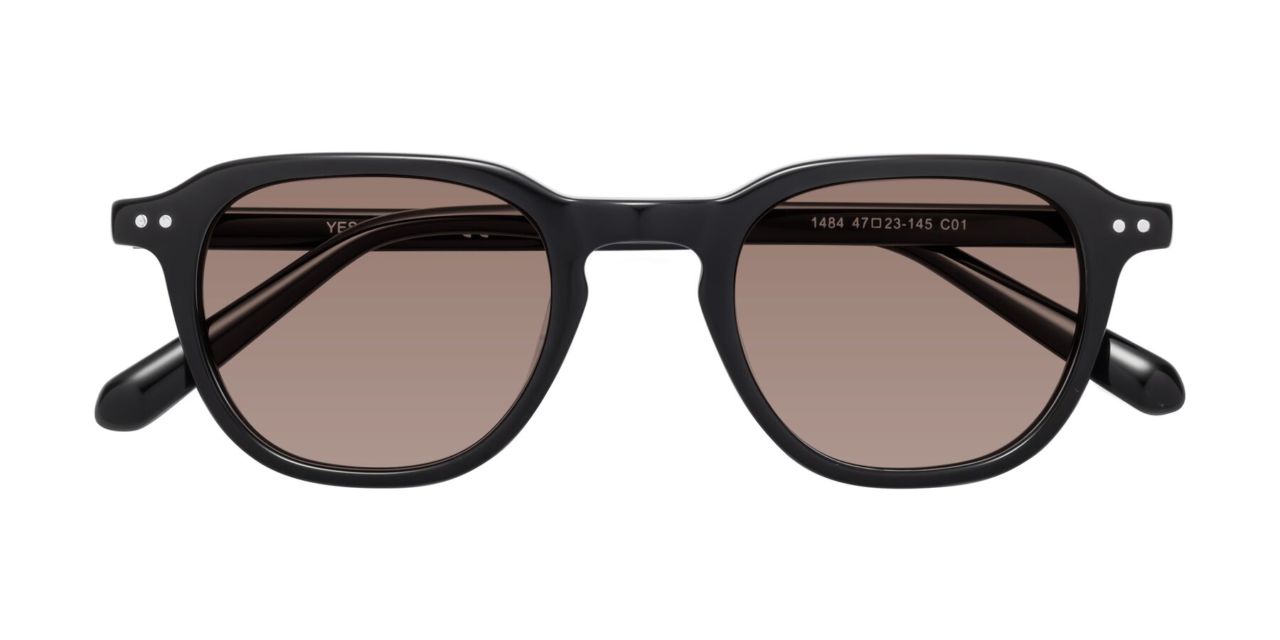 Folded Front of 1484 in Black with Medium Brown Tinted Lenses