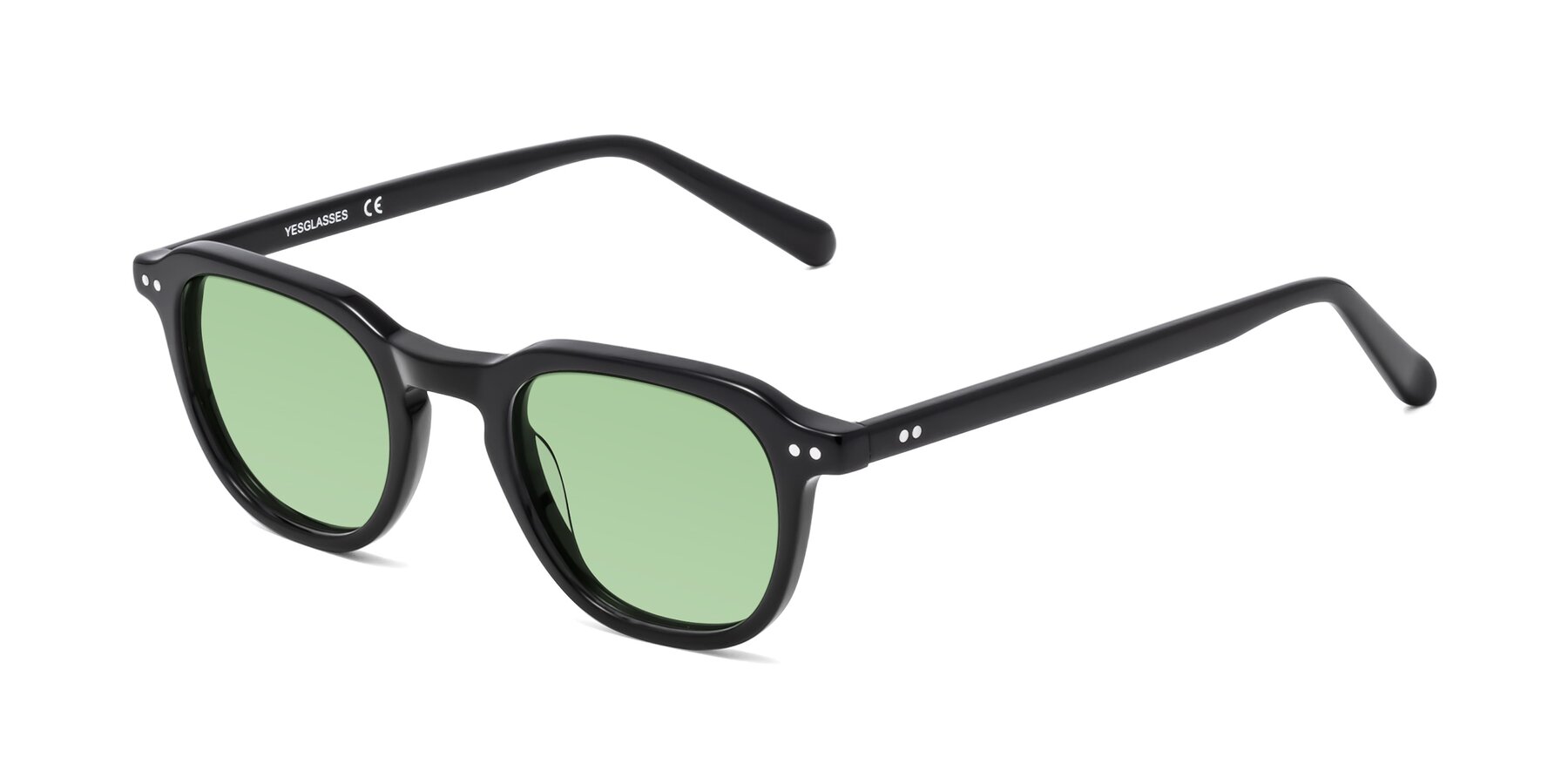 Angle of 1484 in Black with Medium Green Tinted Lenses